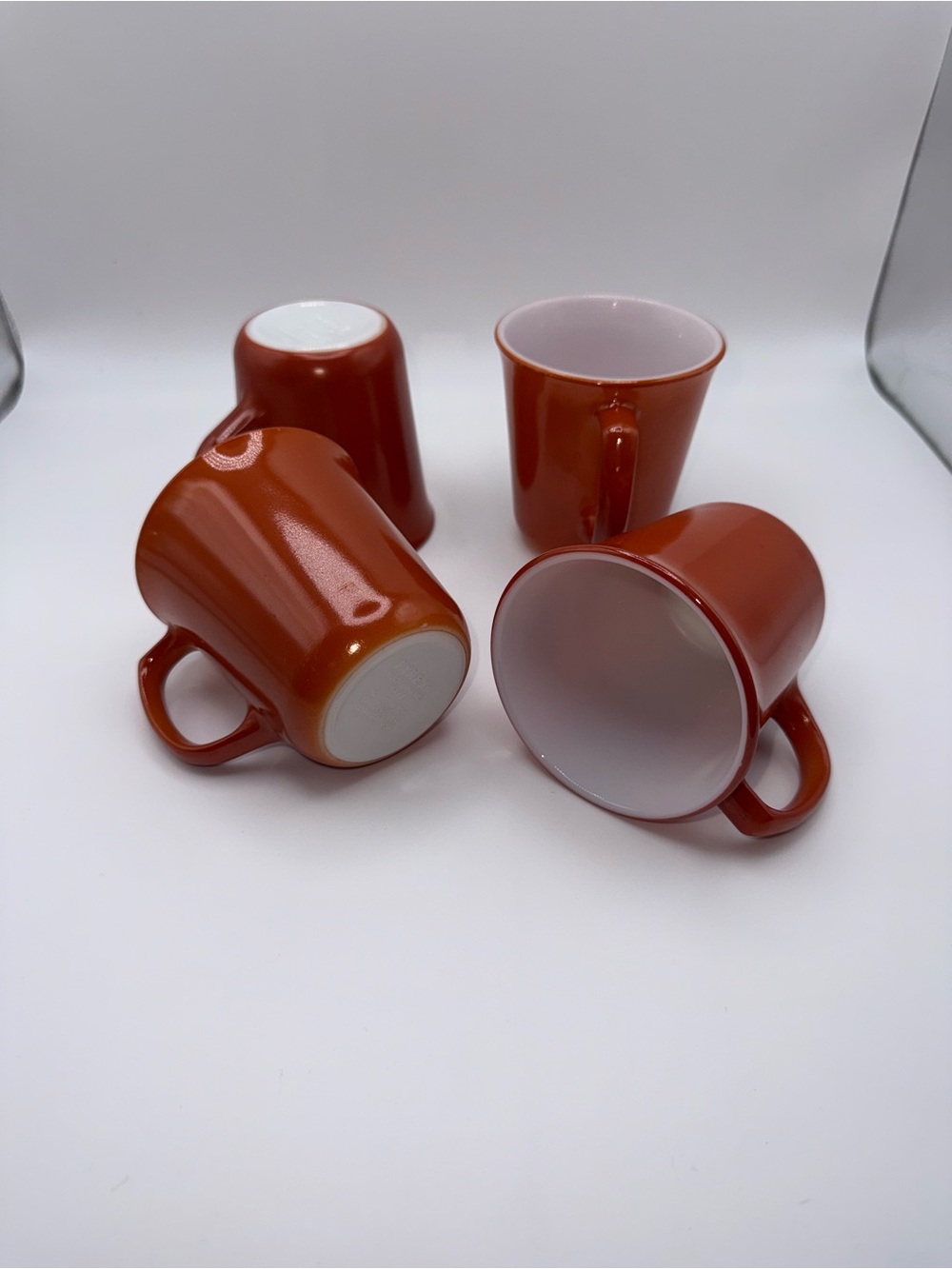 Vintage 1960s Pyrex Corningware Burnt Orange Mugs - Set of 4